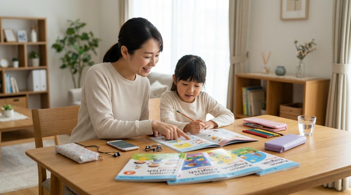 親子でKUMON英語ドリルを楽しく学習